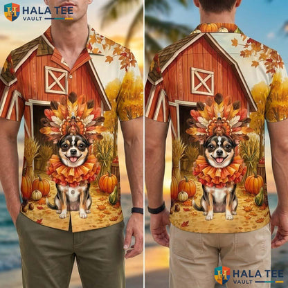 Chihuahua Costume Thanksgiving Tropical Shirt Dog In Turkey Fall Mens