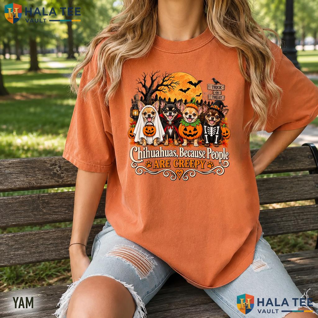 Chihuahuas People Creepy Dogs Retro Style T-Shirt Funny Halloween