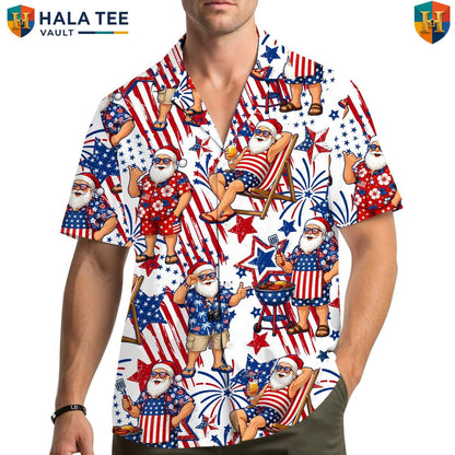 Christmas In July Aloha Shirt Mens Summer Holiday Santa Celebration Apparel