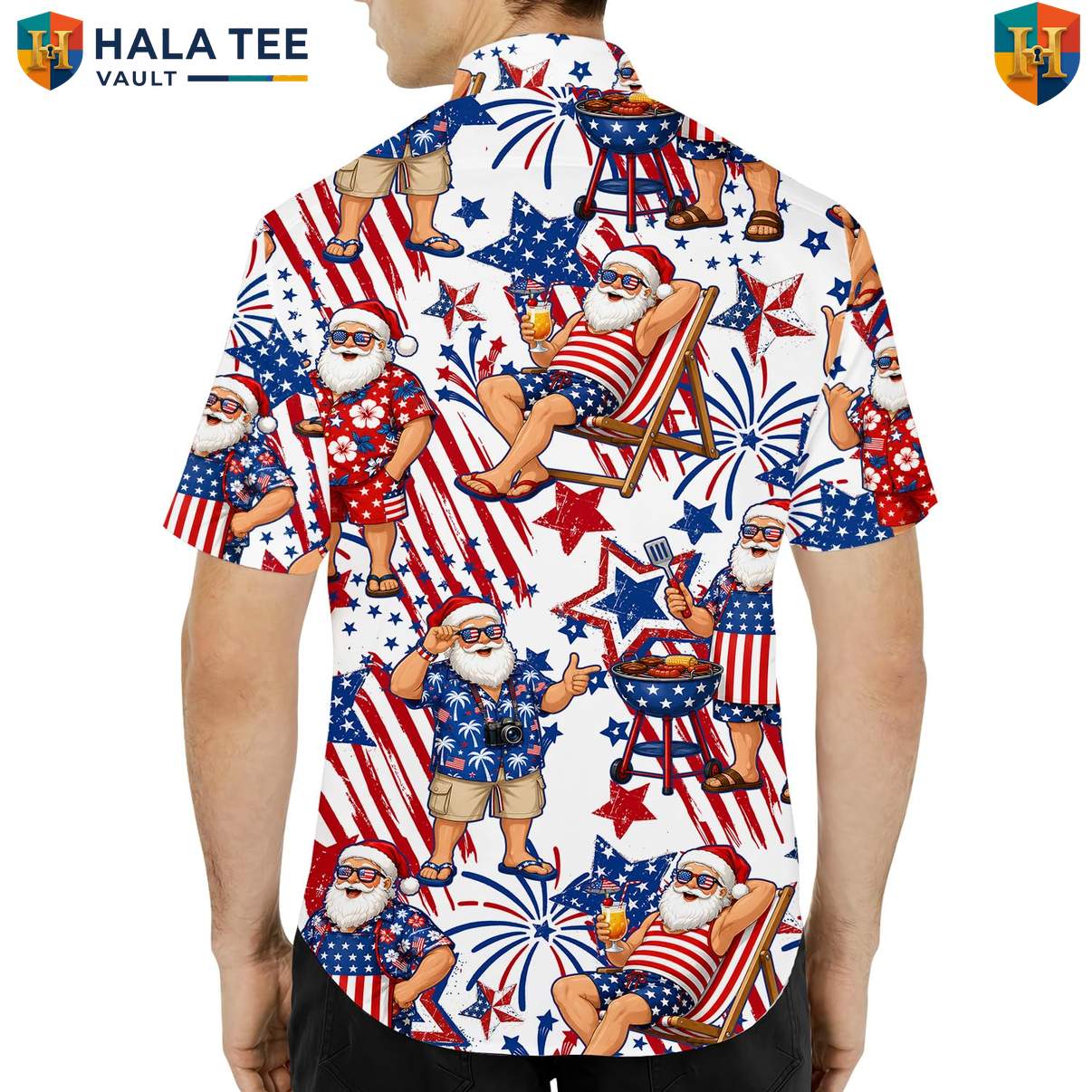 Christmas In July Aloha Tee Shirt Mens Summer Holiday Santa Celebration Apparel