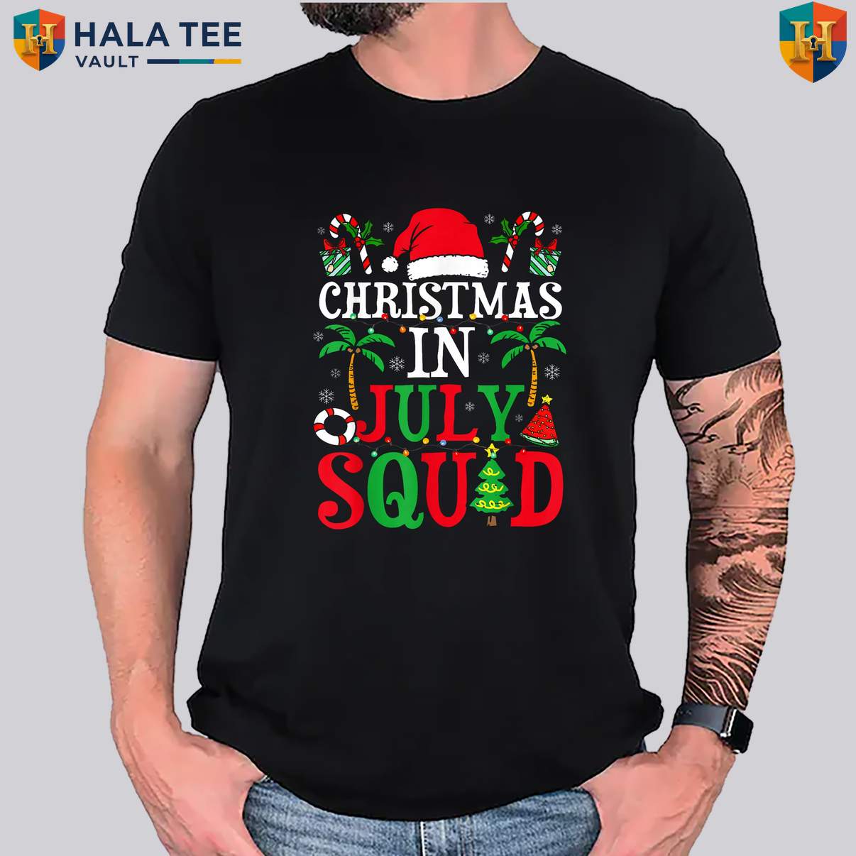 Christmas July Squad Matching Tee Shirt Family Group Summer Beach Party Apparel