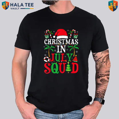 Christmas July Squad Matching Tee Shirt Family Group Summer Beach Party Apparel