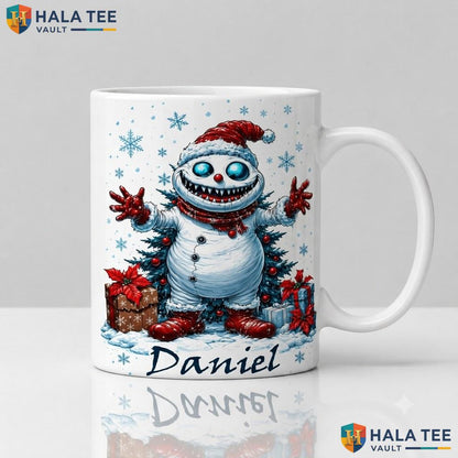 Christmas Snowman Skeleton Ceramic Mug Custom Gothic Holiday Coffee Cup