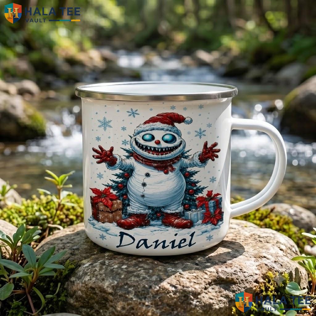 Christmas Snowman Skeleton Accent Mug Custom Gothic Holiday Coffee Cup