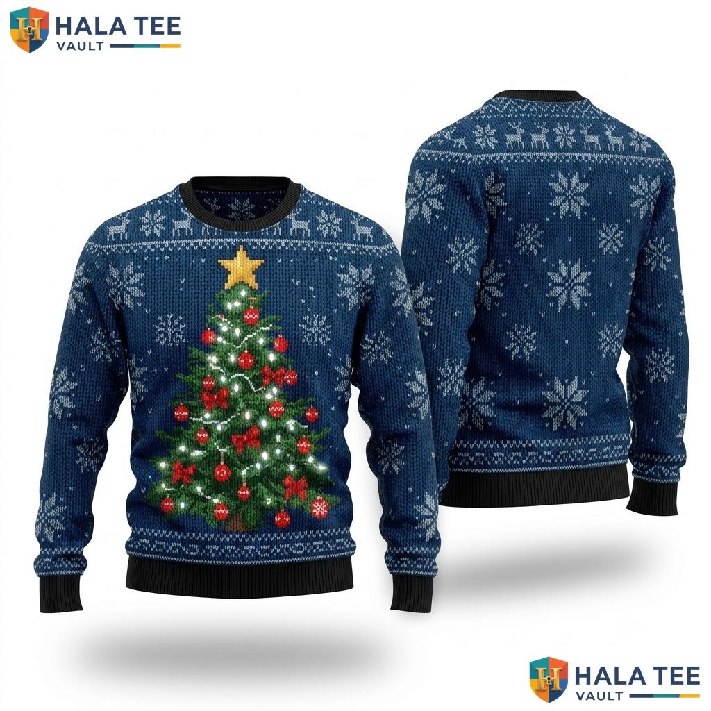 Christmas Tree Animal Ugly Christmas Sweater Cool Vintage Womens Apparel