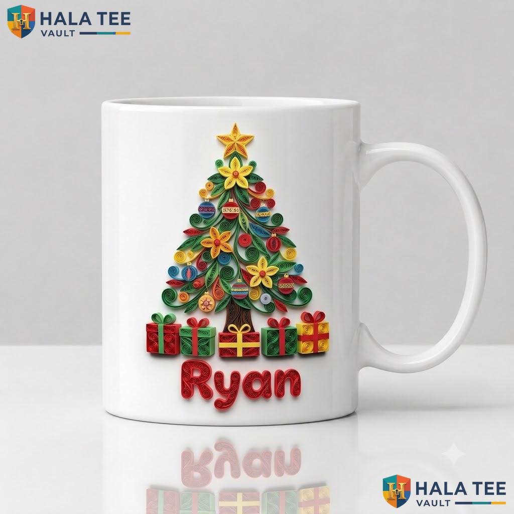 Christmas Tree Witch Ceramic Mug Custom Silhouette Coffee Cup