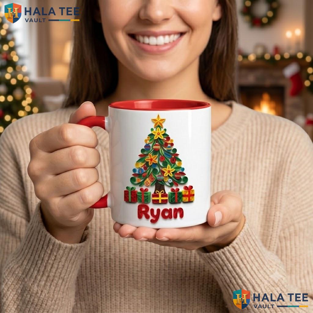 Christmas Tree Witch Camping Mug Custom Silhouette Coffee Cup