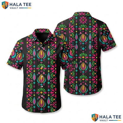 Classic Black Casual Hawaiian Shirt Mens Short Sleeve Beach Button Down