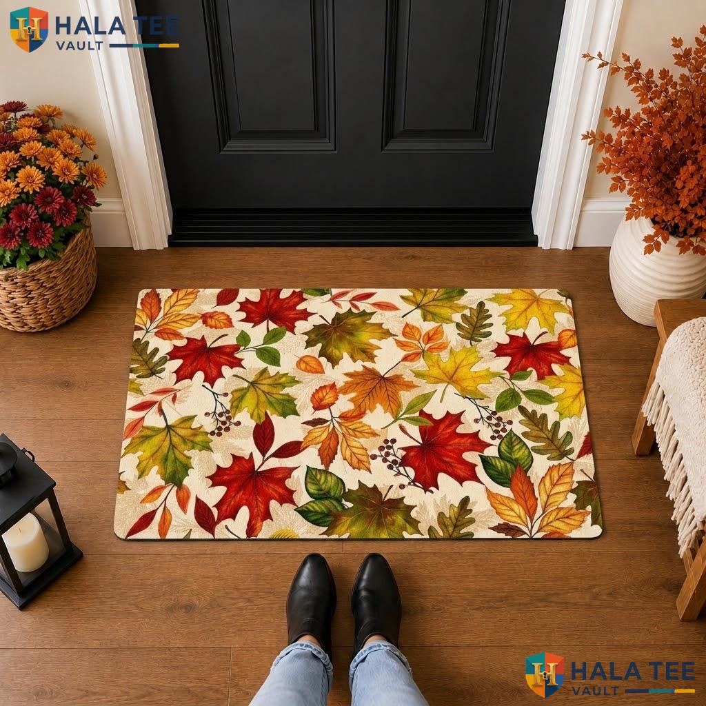 Classic Maple Leaf Halloween Front door mat Trick Or Treat Front Porch Welcome Rug