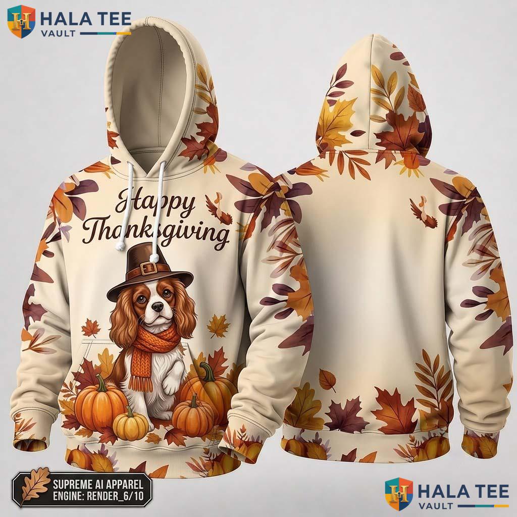 Cocker Spaniel Pumpkin Thanksgiving 3D Hoodie Proud Fall Autumn Top