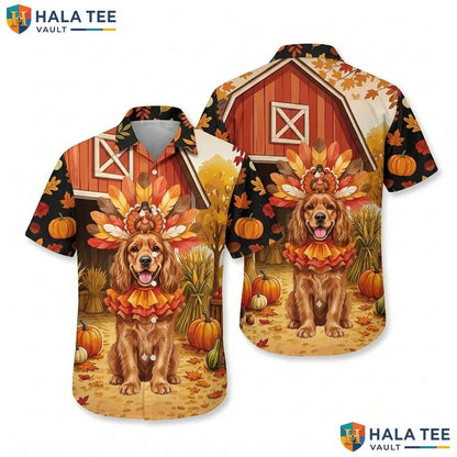 Cocker Spaniel Thanksgiving Hawaiian Shirt Turkey Costume Fall Mens