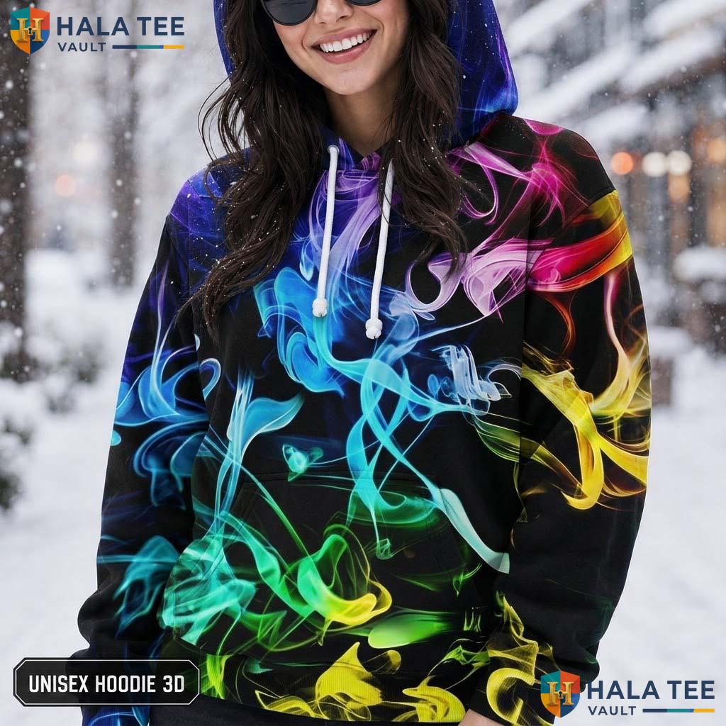 Colored Smoke Skull Hoodie Men Women 3D Graphic Novelty Pullover Top AOP Hoodie