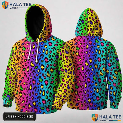 Colorful Leopard Print 3D Hoodie Trendy Unisex Pullover Casual Apparel