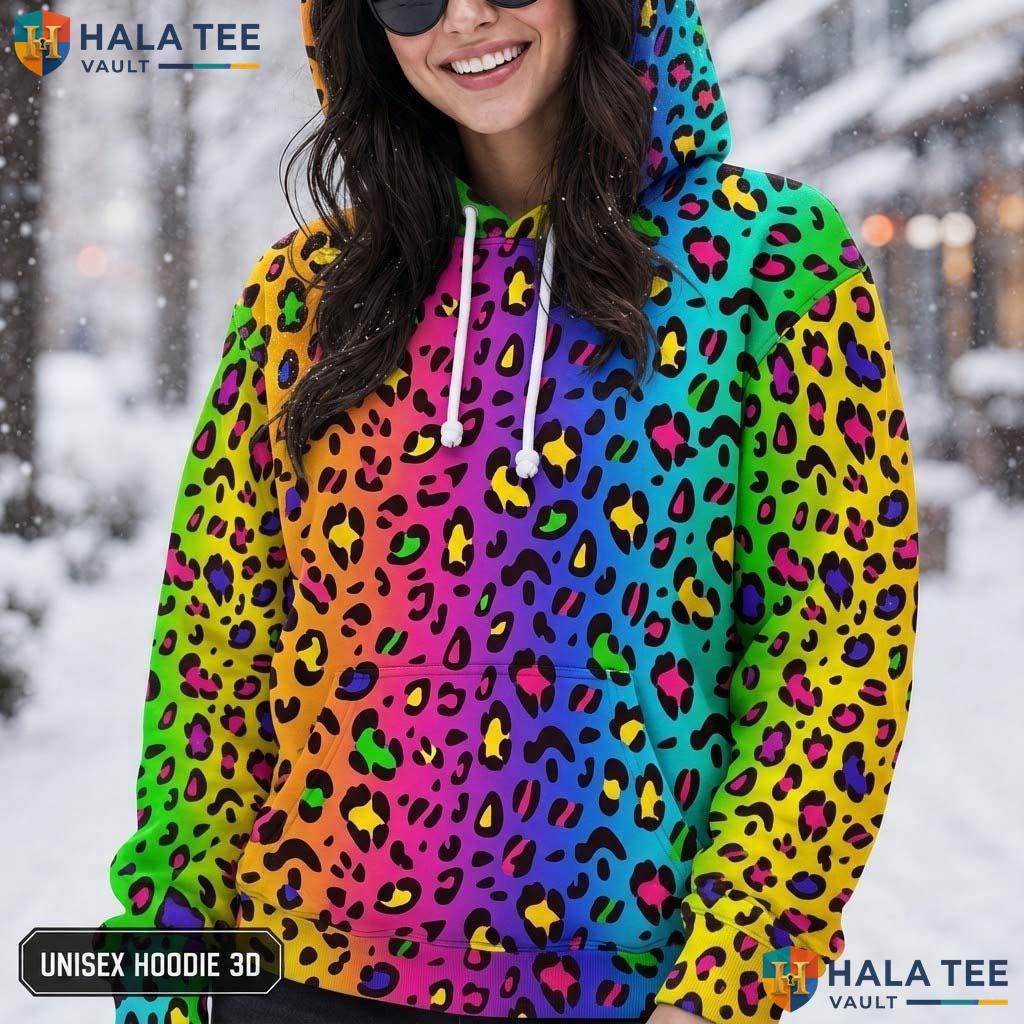 Colorful Leopard Print 3D Printed Hoodie Trendy Unisex Pullover Casual Apparel