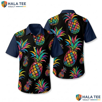 Colorful Pineapple Aloha Shirt Vibrant Casual Summer Button Down Apparel