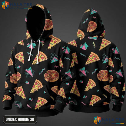 Colorful Retro Pizza 3D Hoodie Funny Graphic Apparel For Pizza Lover
