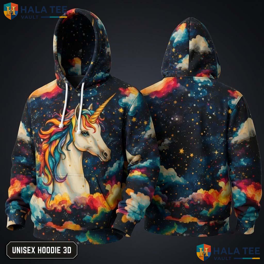Colorful Unicorn 3D Hoodie Kids Novelty Galaxy Printed Pullover Top