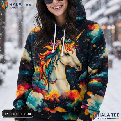 Colorful Unicorn AOP Hoodie Kids Novelty Galaxy Printed Pullover Top