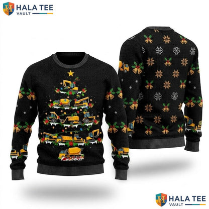 Construction Truck Tree Christmas Sweater Funny Santa Matching Top