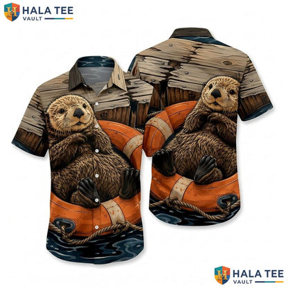 Cool Beaver Vacation Hawaiian Shirt Funny Tropical Graphic Beachwear Top