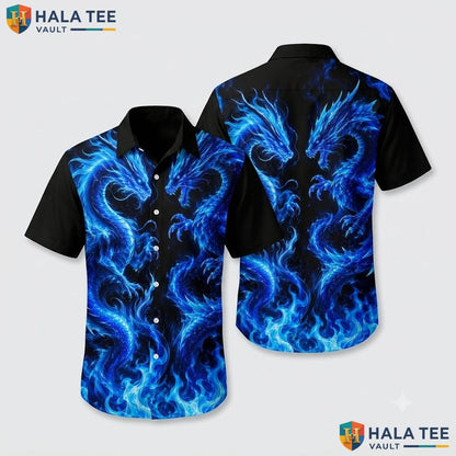 Cool Blue Dragon Hawaiian Shirt Vibrant Fantasy Unique Funny Summer Top