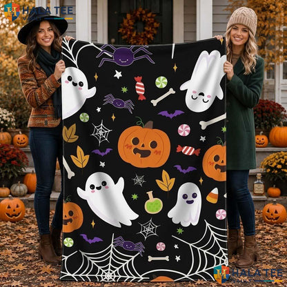Cool Ghost Halloween Blanket Cozy Kids Cute Pumpkin Throw Home Decor