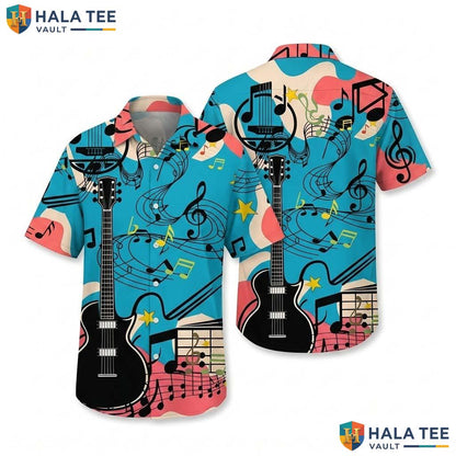 Cool Music Notes Hawaiian Shirt Vibrant Casual Summer Apparel For Lover Men