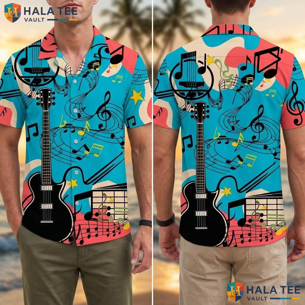 Cool Music Notes Tropical Shirt Vibrant Casual Summer Apparel For Lover Men