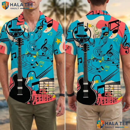 Cool Music Notes Tropical Shirt Vibrant Casual Summer Apparel For Lover Men