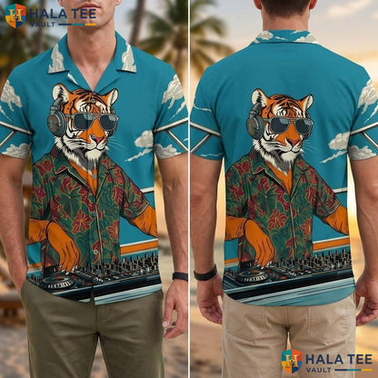 Cool Tiger Dj Tropical Shirt Vibrant Party Tropical Design Fun Vibe Apparel