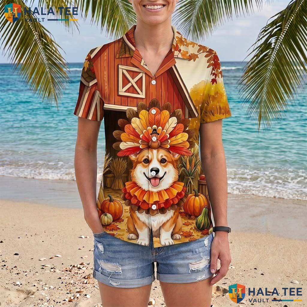 Corgi Costume Thanksgiving Tropical Shirt Dog In Turkey Fall Apparel