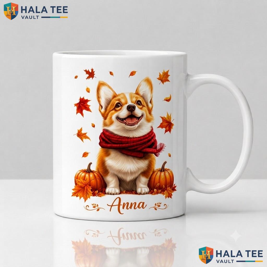 Corgi Fall Ghost Ceramic Mug Personalized Autumn Thanksgiving Coffee Cup