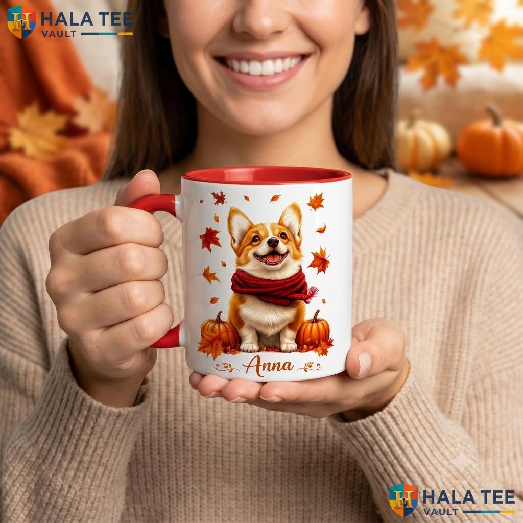 Corgi Fall Ghost Camping Mug Personalized Autumn Thanksgiving Coffee Cup