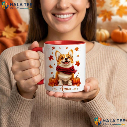 Corgi Fall Ghost Camping Mug Personalized Autumn Thanksgiving Coffee Cup