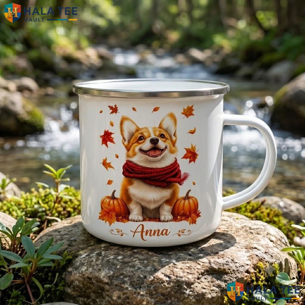 Corgi Fall Ghost Accent Mug Personalized Autumn Thanksgiving Coffee Cup