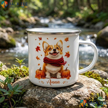 Corgi Fall Ghost Accent Mug Personalized Autumn Thanksgiving Coffee Cup