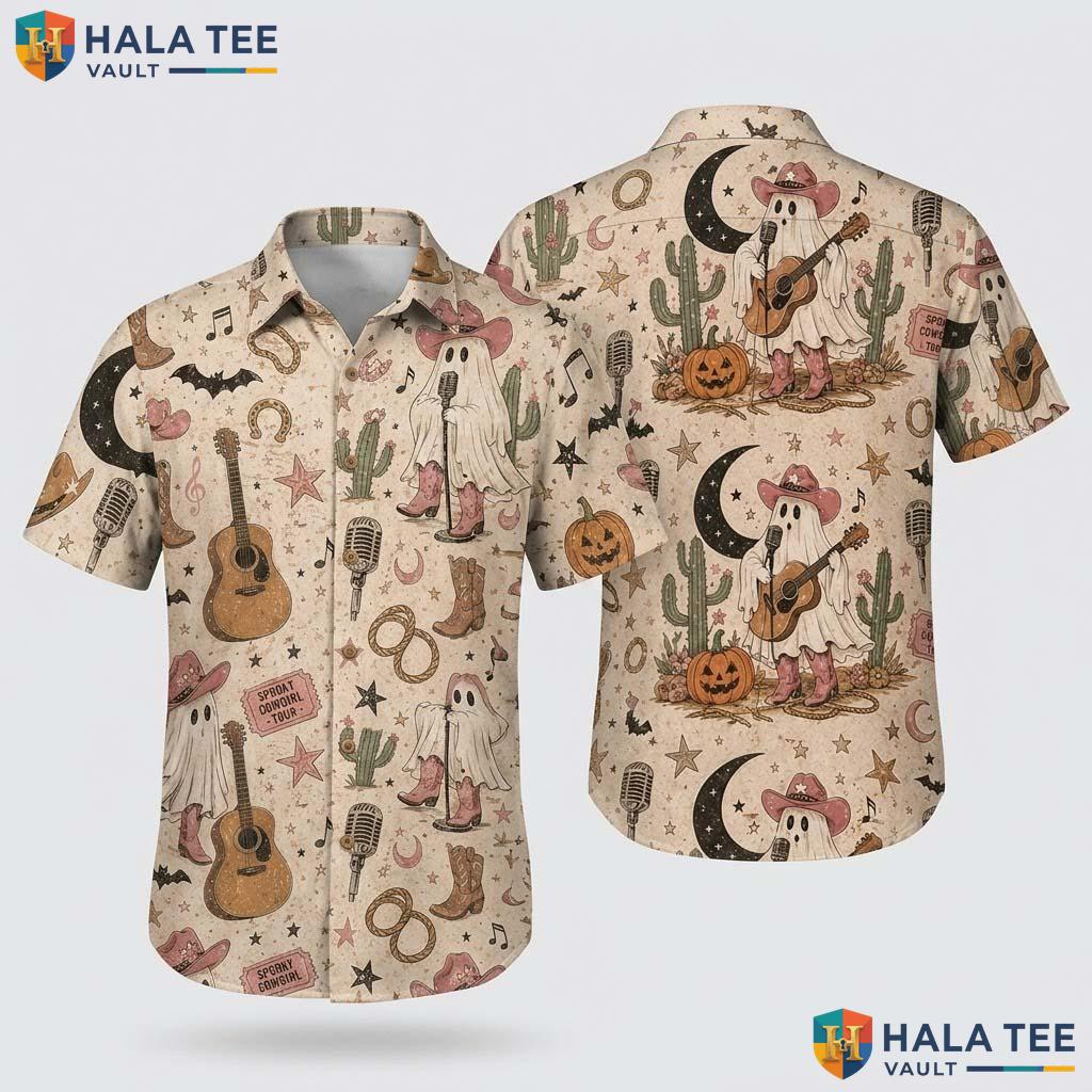 Country Music Halloween Hawaiian Shirt Western Cowgirl Rodeo Aloha