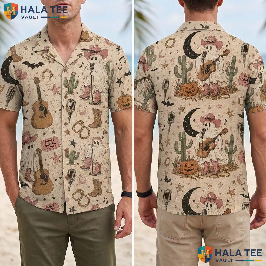 Country Music Halloween Hawaiian Shirt Western Cowgirl Rodeo Aloha Adult