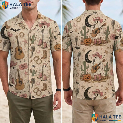 Country Music Halloween Hawaiian Shirt Western Cowgirl Rodeo Aloha Adult