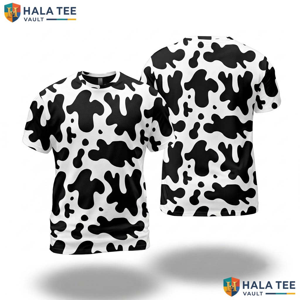 Cow Spot Print All Over Print T-Shirt Mens Animal Halloween Cosplay Top