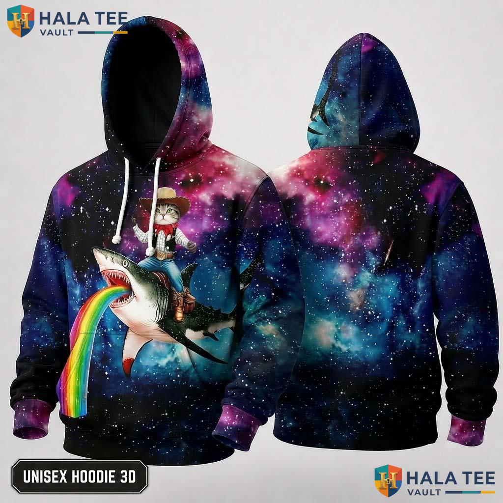 Cowboy Cat Shark 3D Hoodie Men Women Skull Graphic Novelty Pullover