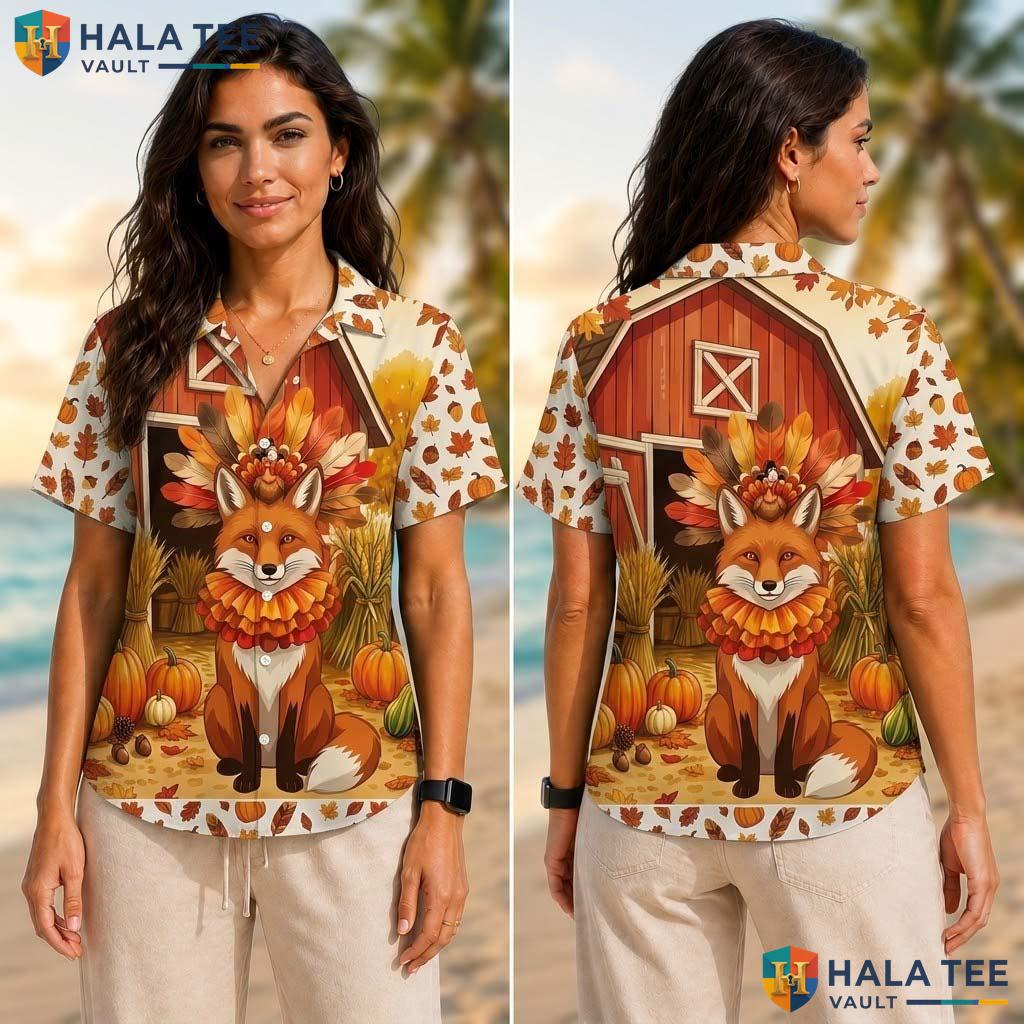 Coyote Costume Turkey Thanksgiving Tropical Shirt Animal Fall Scene
