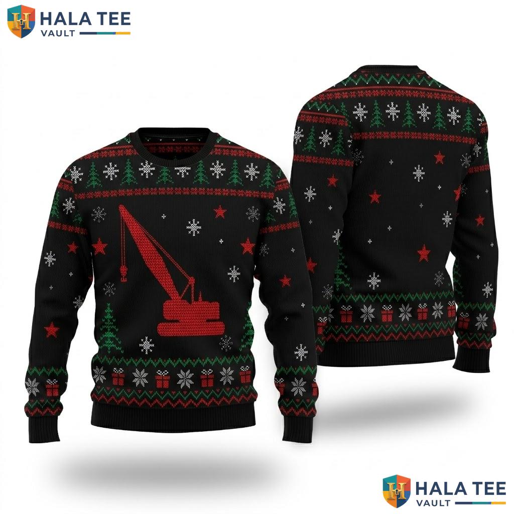 Crane Operator Family Ugly Christmas Sweater Matching Xmas Outfit