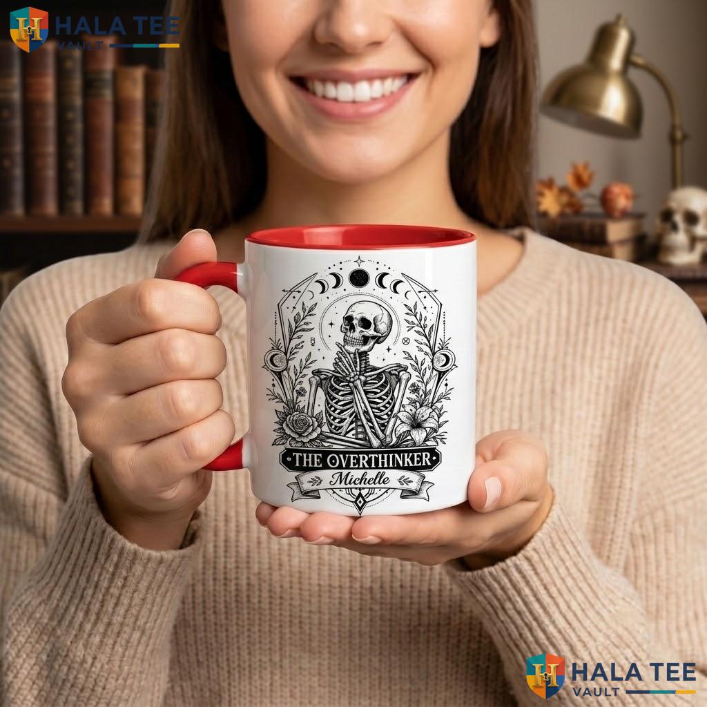 Creepy Reading Skull Halloween Cup Custom Name Spooky Witch Ceramic Coffee Mug