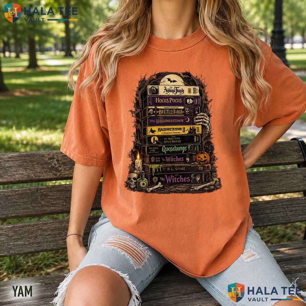 Creepy VHS Movies Comfort Colors T Shirt Spooky Season Book Night Apparel Relaxed Fit Tee