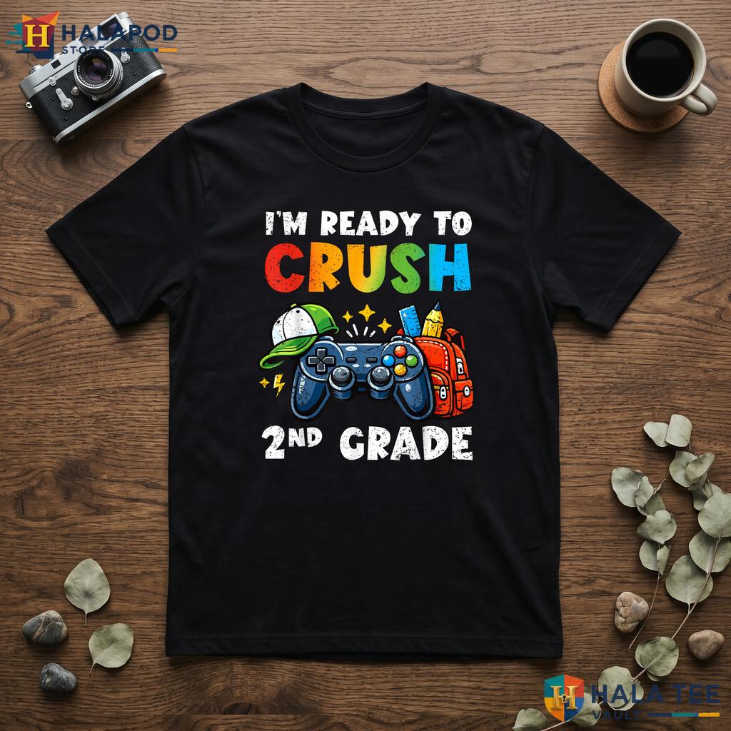 Crush 2nd Grade Gaming Shirt Video Game Boys Back To School Graphic Top