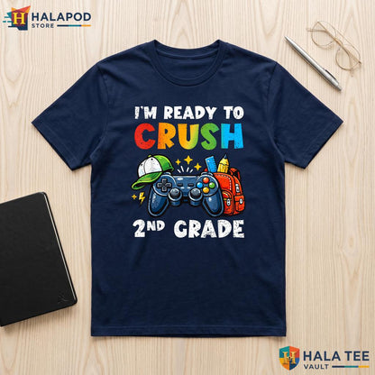 Crush 2nd Grade Gaming Shirt Video Game Boys Back To School Graphic Top Adult