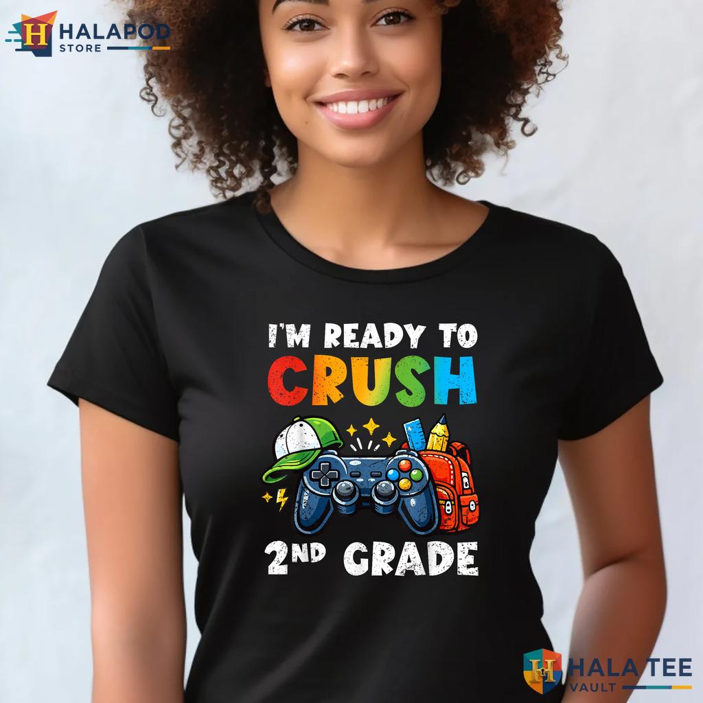 Crush 2nd Grade Gaming Shirt Video Game Boys Back To School Graphic Top Adult
