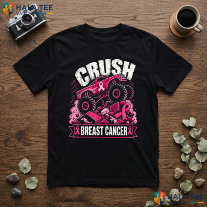 Crush Breast Cancer Awareness Tee Monster Truck Toddler Boys Kids Adult
