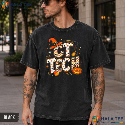 CT Tech Halloween Washed T-Shirt Funny Witch Hat Pumpkin Radiology Apparel